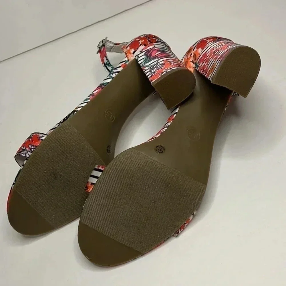 Worthington Beckwith Women’s Floral Sandals Chunky Heel Sz 8.5 New